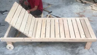 Amazing Woodworking Skills Of Carpenters //  How To Make Sun Loungers With Pallets Cheap - DIY!