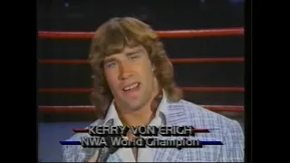Rematch: Ric Flair vs. Kerry Von Erich at the Sportatorium/Kerry montage/promo. WCCW, May 1984.