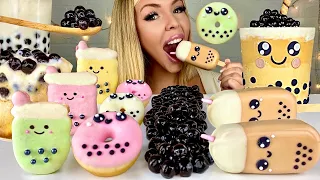 ASMR BUBBLE TEA CAKE, TAPIOCA, BOBA LAVA CAKE, CAKE POPSICLES MUKBANG 먹방