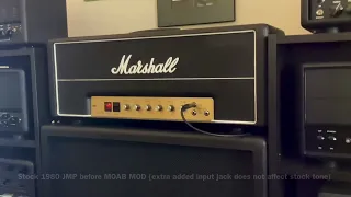 Can a 4-stage Ground Zero MOAB modded 1980 JMP sound like a stock Marshall? Before and after clips!