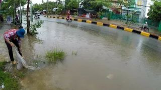 OMG! Massive Clogged Culvert Drain Rain Water On Street Road