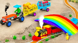 Diy tractor making mini concrete rainbow bridge for heavy truck crossing | diy concrete mixer