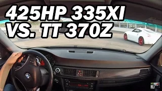 425HP BMW 335xi vs. Twin Turbo Nissan 370Z (1/4 Mile)