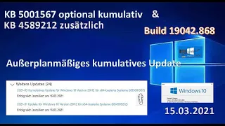 KB 5001567 optionales außerplanmäßiges Windows 10 Update vom 15.03.2021.