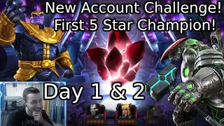 New Account Challenge Day 1 And 2 Recap! Becoming Conqueror & Opening My First 5 Star! MCOC