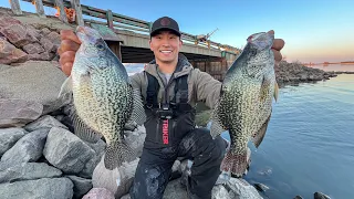 Bridge Fishing for SLAB Crappies with Slip Bobbers! (CATCH CLEAN COOK)
