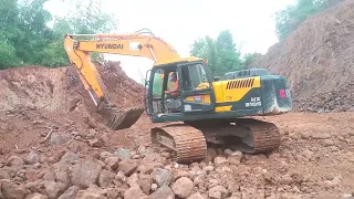 Mountain road construction with just an Excavator