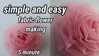 #Babyfrock #netflower How to make fabric flower Easy net flower making. Fabric flower for baby frock