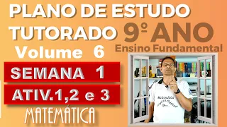 Correção das Atividades  1,2 E 3, Semana 01, PET Vol. 6,  9º  Ano (FUNÇÃO QUADRÁTICA)