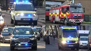 Specialist Ambulance Vehicles responding + Fire Engine & Police Cars