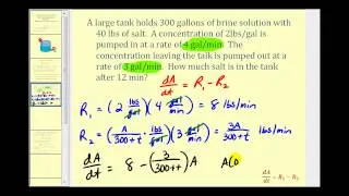 Applications of First Order Differential Equations - Mixing Concentrations 2