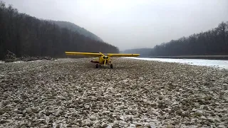 Maule M6. Посадка на горной реке Кур, Хабаровский край.