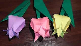 How to make a paper flower tulip easy ✿ [Origami art tutorial]