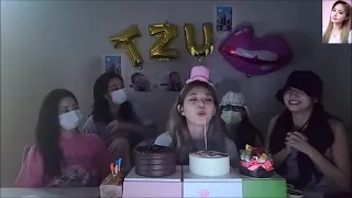 TWICE Tzuyu blows out candles + official midnight birthday celebration 🥰- Birthday Live 210614