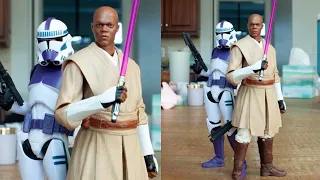 New Star Wars The Black Series Mace Windu & Clone Trooper in hand image