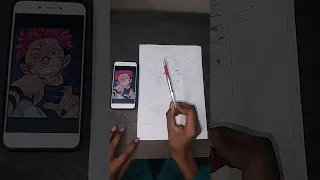 draw ryomen sukuna 😱#shortvideo #anime #sukuna #gojodrawing