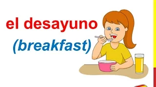 Spanish Lesson 41 - MEALS OF THE DAY in Spanish Food Vocabulary breakfast lunch dinner