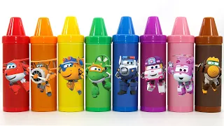 Rainbow Colors Crayola Bucket Play the colors with SuperWings friends! #ToyTv Movie