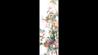 Watercolour tree and flowers
