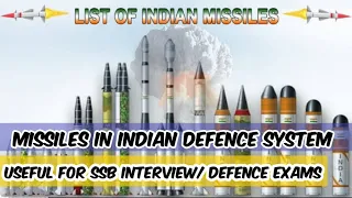 MISSILES IN INDIAN DEFENCE| EXPLAINED IN BRIEF- USEFUL FOR SSB INTERVIEW & DEFENCE EXAMS
