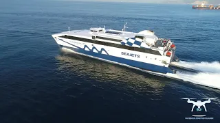 Aerial (drone) video - WorldChampion Jet sailing from Piraeus !