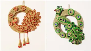 2 Best Jute peacock  wall hanging  craft Ideas/How to make peacock at Home from cardboard & Jute