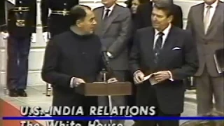 Ronald Reagan and Rajiv Gandhi meeting 1987