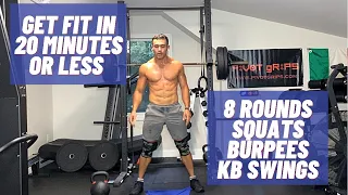 8 Round Squat, Burpee & Kettlebell Swing Workout