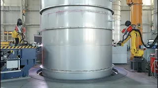 Automated construction of stainless steel tanks.