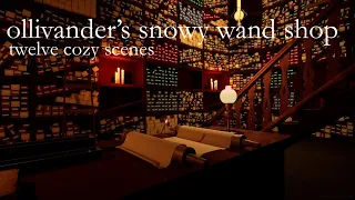 Ollivander's Cozy Snowy Wand Shop | Floating Lamp, Wands and Forever Scroll | Harry Potter Inspired