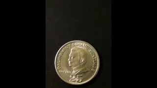 Монета республики Филиппины 25 сентимо 1967 года. 25 сентимо 1967 - 1974 г. г. Хуан Луна.