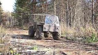 Каракат с дизельным двигателем в 90 л.с. Самодельная техника для леса. Кировский вездеход.