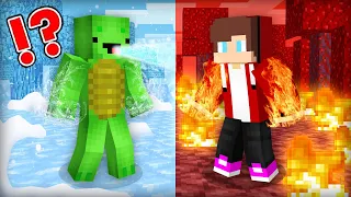 ICE Mikey vs FIRE JJ Survival Battle Challenge in Minecraft Challenge (Maizen Mizen Mazien)
