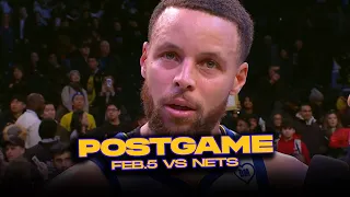 Warriors/Nets Postgame, Steph, Podziemski, Santos, Coach Kerr Reaction | Feb 5, 2024