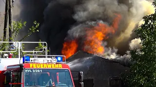 [GROSSBRAND] Bauernhof in Nauen in Vollbrand - zu heiße Temperaturen für die Feuerwehr | 23.07.2019