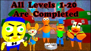 Sponge Neighbor Escape 3D - All Levels 1-20 Are Completed - Gameplay