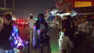 NIGHTLIFE BUSY ASHAIMAN STREET MARKET ACCRA GHANA AFRICAN WALK VIDEOS