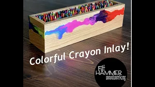 Crayon box with a colorful crayon inlay