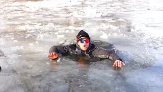 Breaking Through Ice WITHOUT Safety Equipment