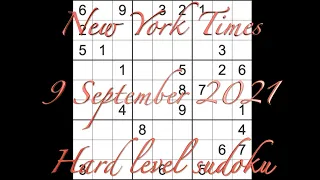 Sudoku solution – New York Times sudoku 9 September 2021 Hard level