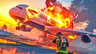 Firefighter puts out BURNING Airbus A380 in GTA 5... IN MID-AIR!