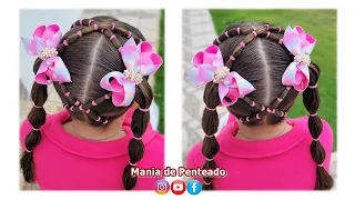 Penteado Fácil Maria Chiquinha com Liguinhas | Easy Two Ponytails Hairstyle with Elastics for Girls😍
