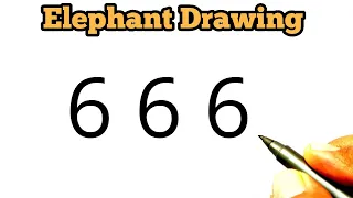 Elephant Drawing from 666 number | Easy Elephant draw for beginners | Number Drawing