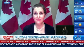 Freeland outlines strict conditions for new Air Canada's COVID-19 aid package