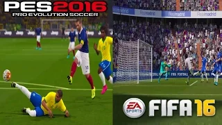 PES 2016 gameplay vs FIFA 16 gameplay comparison