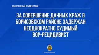 За совершение дачных краж в Борисовском районе задержан неоднократно судимый вор-рецидивист