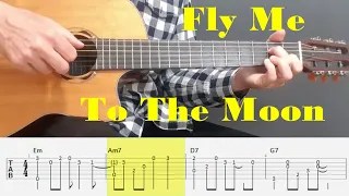 Fly Me To The Moon - Frank Sinatra - Easy Fingerstyle Guitar Tutorial Tab