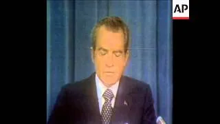 SYND 24-1-73 NIXON MAKING TELEVISION AND RADIO ADDRESS ON PEACE AGREEMENT