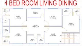 HOUSE PLAN DESIGN | EP 161 | 1150 SQUARE FEET 4 BEDROOMS HOUSE PLAN | LAYOUT PLAN