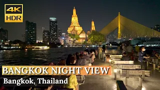 [BANGKOK] Bangkok Night View On Chao Phraya River By Tourist Cruise "ONLY 1USD!" [4K HDR]